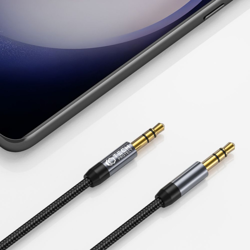Cable Tech-Protect UltraBoost de minijack de 3,5 mm a minijack de 3,5 mm, 1,5 m, negro