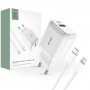 Cargador de pared Tech-Protect C20W de 2 puertos PD 20W QC 3.0 con cable Lightning, blanco