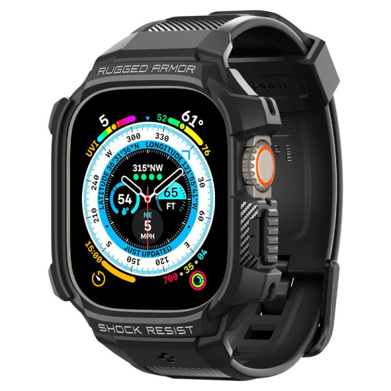 Correa con funda Spigen Rugged Armor Pro para Apple Watch Ultra 1 / 2 / 3 49 mm, negra