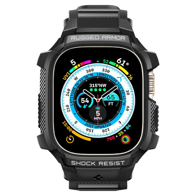 Correa con funda Spigen Rugged Armor Pro para Apple Watch Ultra 1 / 2 / 3 49 mm, negra
