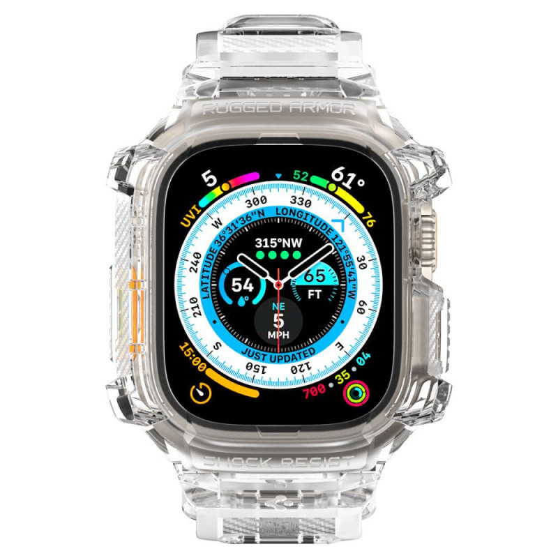 Correa con funda Spigen Rugged Armor Pro para Apple Watch Ultra 49 mm, transparente cristal