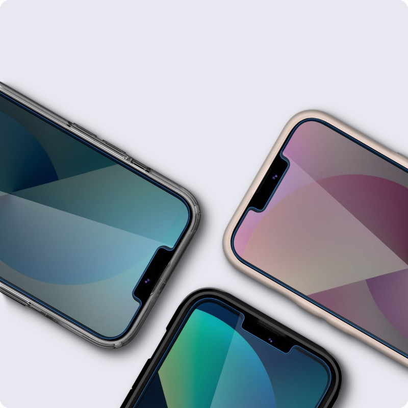 Spigen GLAS.tR EZ Fit vidrio templado para Apple iPhone 13 / 13 Pro / 14 / 16e / 17e, transparente