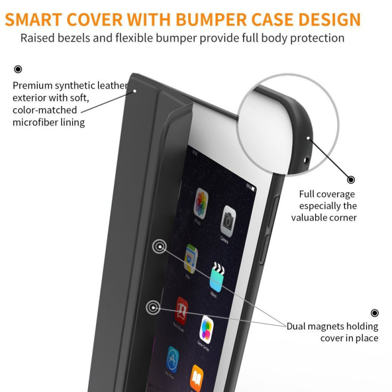 Funda Tech-Protect Smartcase THP770BLK para Apple iPad 9.7 (2017/2018, 5.ª/6.ª gen.), negra