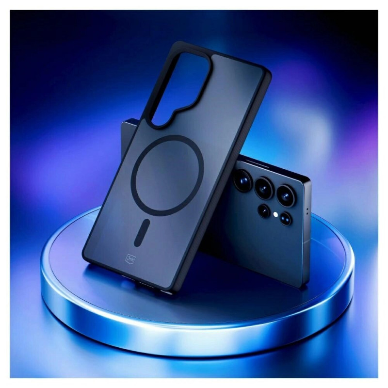 Funda 3MK Smoke MagCase para Samsung Galaxy S25 Ultra, MagSafe, negra, policarbonato