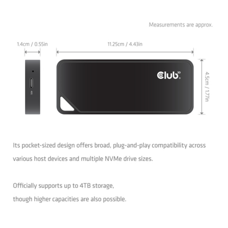 Caja externa SSD M.2 NVMe Club3D CAC-2510 con ventilador, USB4