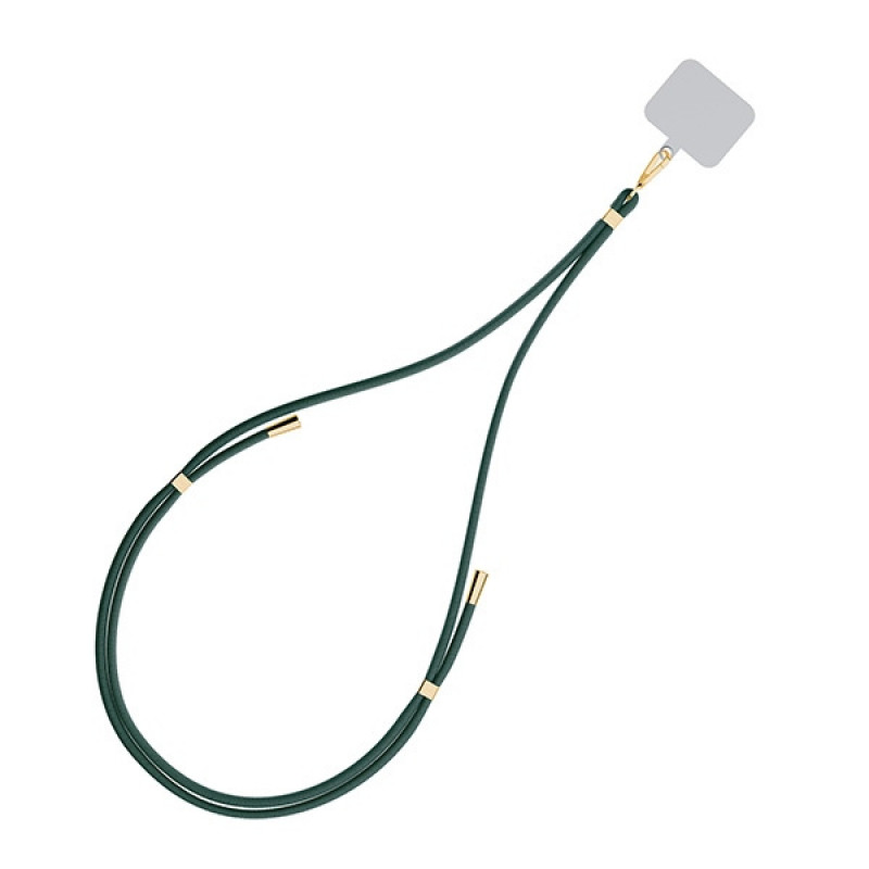 3MK EasyClip Cordón para Teléfono, Verde Oscuro / Dorado