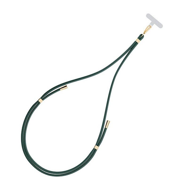 3MK EasyClip Cordón para Teléfono, Verde Oscuro / Dorado