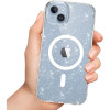Funda Tech-Protect FlexAir Hybrid MagSafe para Apple iPhone 15, transparente con purpurina