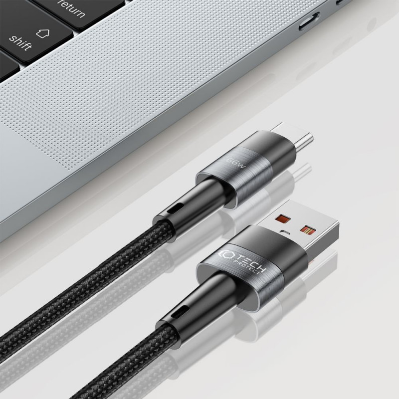 Cable Tech-Protect UltraBoost USB-A/USB-C 66W 6A 100 cm, gris