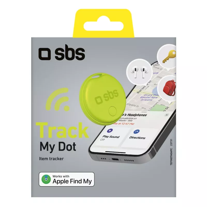 Localizador SBS Track My Circle compatible con Apple Find My, verde