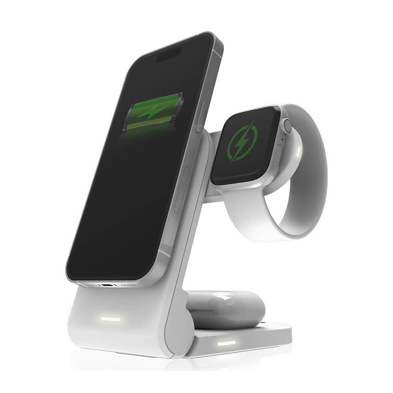 Cargador inalámbrico MagSafe 3 en 1 STM ChargeTree MAG, blanco