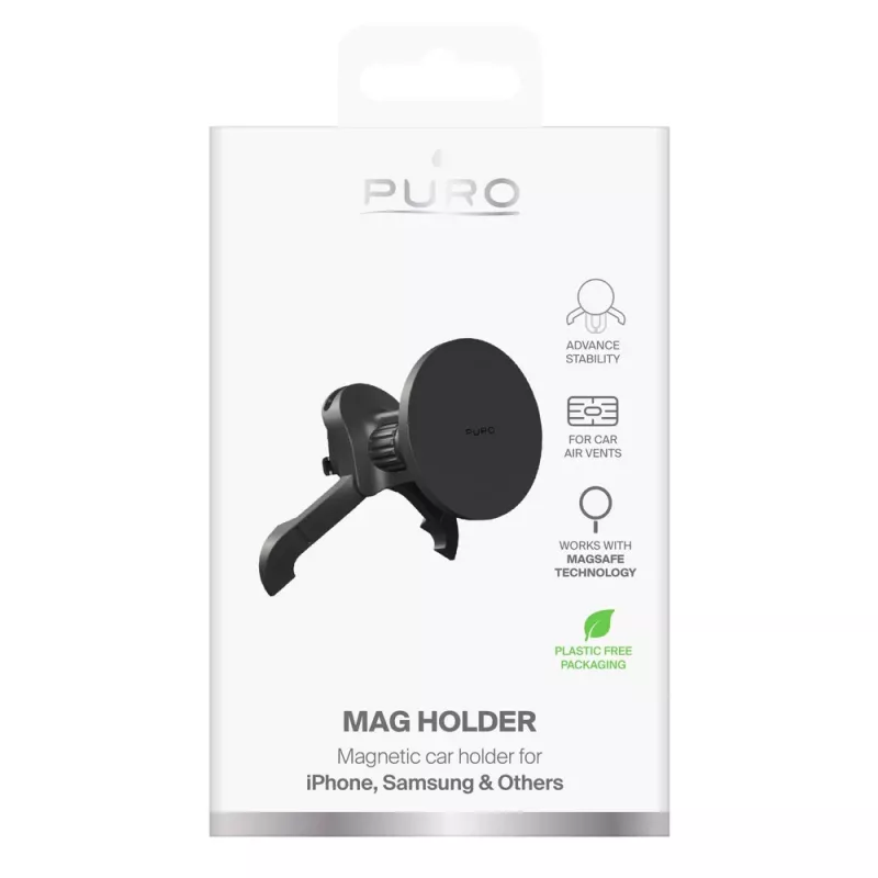 Soporte de coche ajustable PURO, compatible con MagSafe, negro