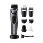 Recortadora de barba Braun BeardTrimmer 7 BT7420 con herramientas de barbero, lavable, recargable, gris