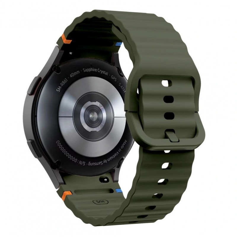 Correa deportiva de silicona Tech-Protect Silicone Sport THP3054 para Samsung Galaxy Watch 4/5/5 Pro/6/7/FE, verde militar