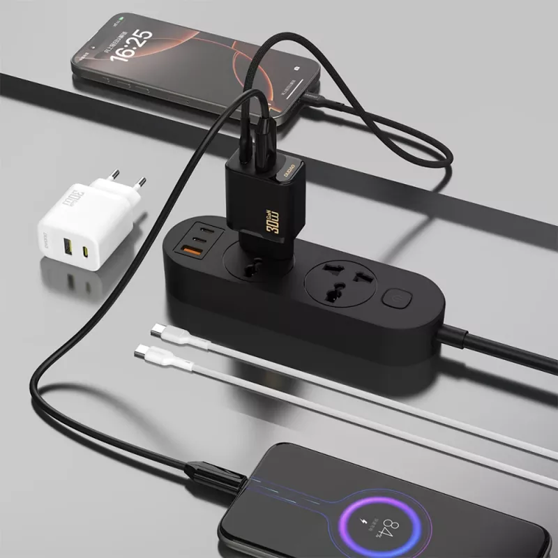 Cargador de pared Dudao A27TEU PD 30W GaN, USB-A + USB-C, Negro