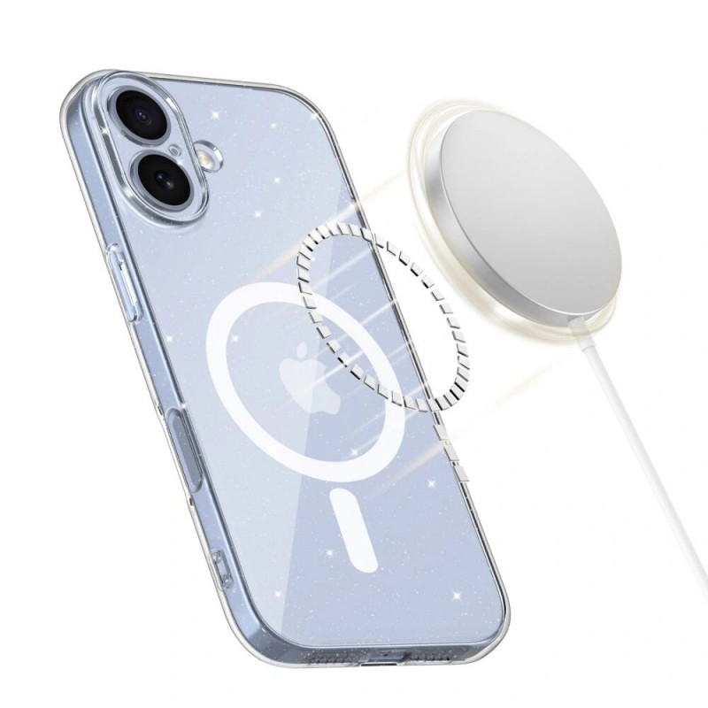 Funda Tech-Protect FlexAir MagSafe para Apple iPhone 17, transparente con purpurina