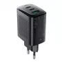 Cargador de pared Acefast A108 GaN PD 67W, 2x USB-C, 1x USB-A, negro