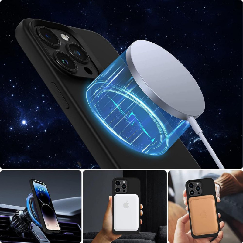 Funda Tech-Protect de silicona MagSafe para Apple iPhone 13 / 14, negra (THP2235)