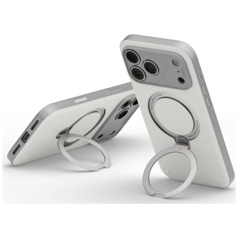 Funda UNIQ Elix para Apple iPhone 18 Pro Max / 17 Pro Max, soporte giratorio 360, gris claro
