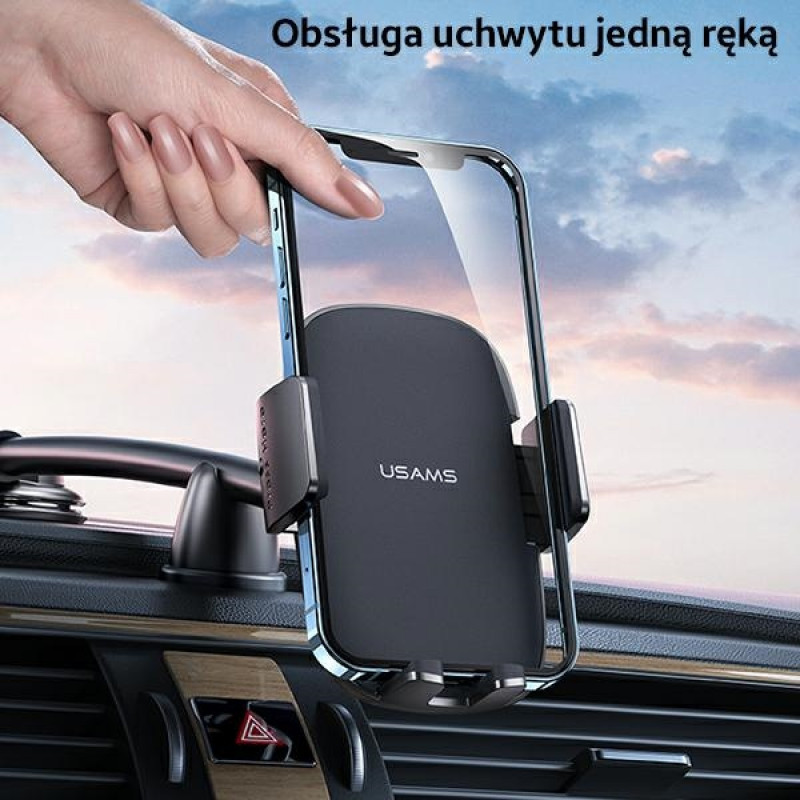 Soporte de coche para salpicadero USAMS US-ZJ065 con ventosa, negro (ZJ065ZJ01)