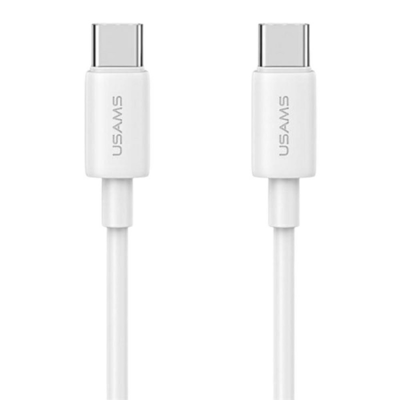 Cargador de pared USAMS CC339 T76 GaN USB-C de 45W con cable USB-C a USB-C SJ711 (1 m), blanco