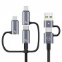 Cable de carga y datos 6 en 1 USAMS Sufeng Series SJ737, 240W, pantalla digital, aleación de aluminio, 1,2 m