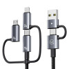 Cable de carga y datos 6 en 1 USAMS Sufeng Series SJ737, 240W, pantalla digital, aleación de aluminio, 1,2 m