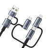 Cable de carga y datos 6 en 1 USAMS Sufeng Series SJ737, 240W, pantalla digital, aleación de aluminio, 1,2 m