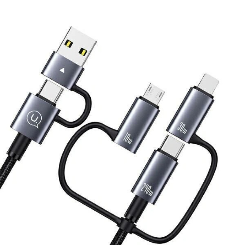 Cable de carga y datos 6 en 1 USAMS Sufeng Series SJ737, 240W, pantalla digital, aleación de aluminio, 1,2 m