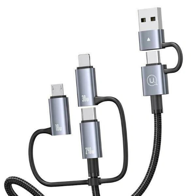 Cable de carga y datos 6 en 1 USAMS Sufeng Series SJ737, 240W, pantalla digital, aleación de aluminio, 1,2 m