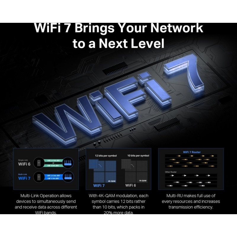 Router Wi-Fi 7 de doble banda Mercusys MR37BE, hasta 6500 Mbps