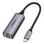 Adaptador de red Ugreen CM199 USB-C a RJ45 Gigabit Ethernet, 1000 Mbps, gris