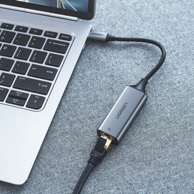 Adaptador de red Ugreen CM199 USB-C a RJ45 Gigabit Ethernet, 1000 Mbps, gris