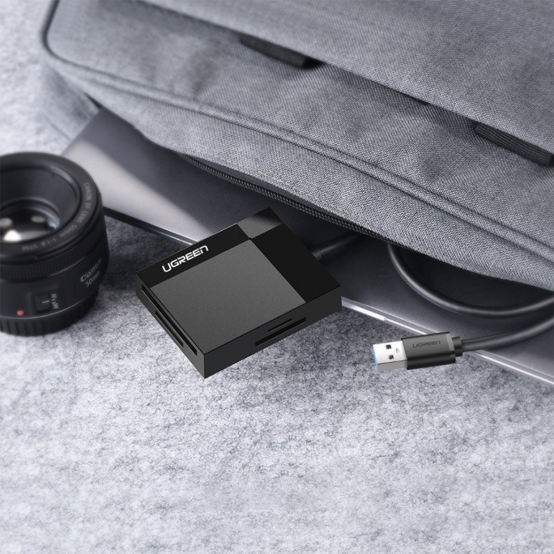 Lector de tarjetas Ugreen CR125 USB 3.0, SD / microSD / CF / MS, negro