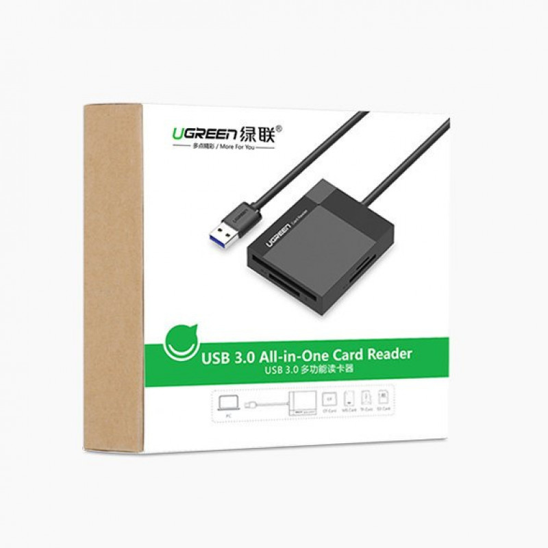 Lector de tarjetas Ugreen CR125 USB 3.0, SD / microSD / CF / MS, negro