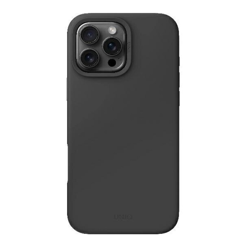 Funda UNIQ Lino Hue para Apple iPhone 16 Pro, carga Magclick, gris carbón