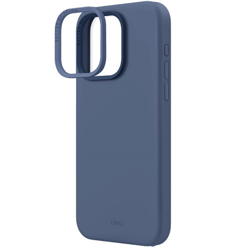 Funda UNIQ Lino Hue para Apple iPhone 15 Pro Max, carga MagClick, azul marino