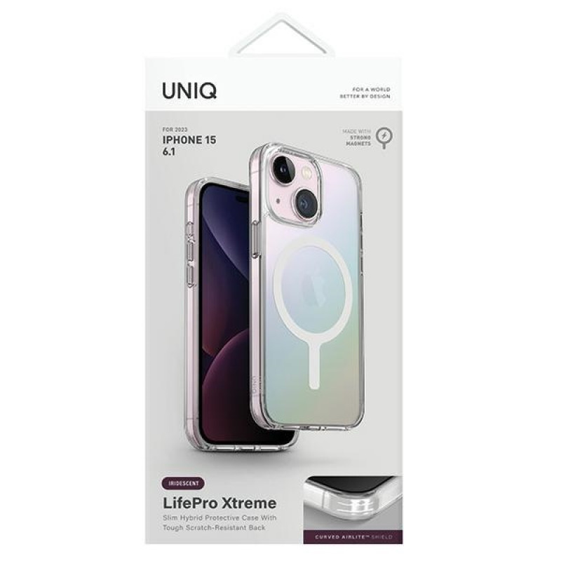 Funda de carga UNIQ LifePro Xtreme MagClick para Apple iPhone 15, Iridescente