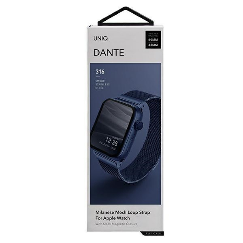 Correa de acero inoxidable UNIQ Dante para Apple Watch 4/5/6/7/SE 40/41 mm, azul marino