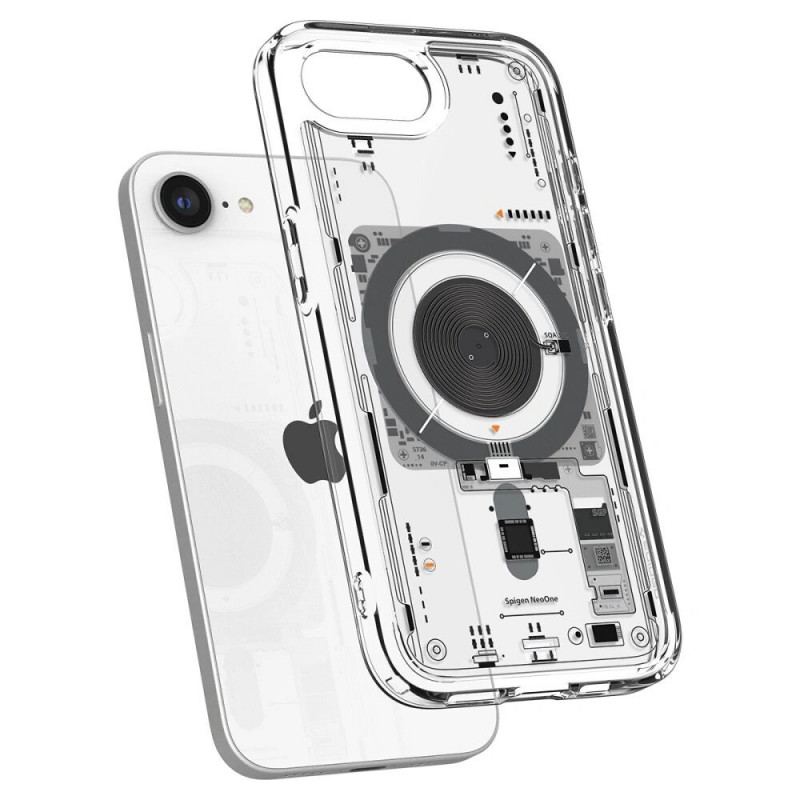 Funda Spigen Ultra Hybrid Mag MagSafe para Apple iPhone 17e / 16e, Neo One, Transparente