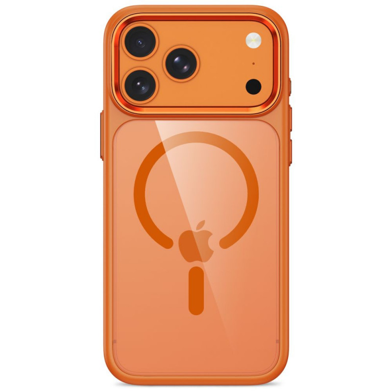 Funda Tech-Protect Magmat MagSafe CC para Apple iPhone 17 Pro / 18 Pro, naranja cósmico / transparente