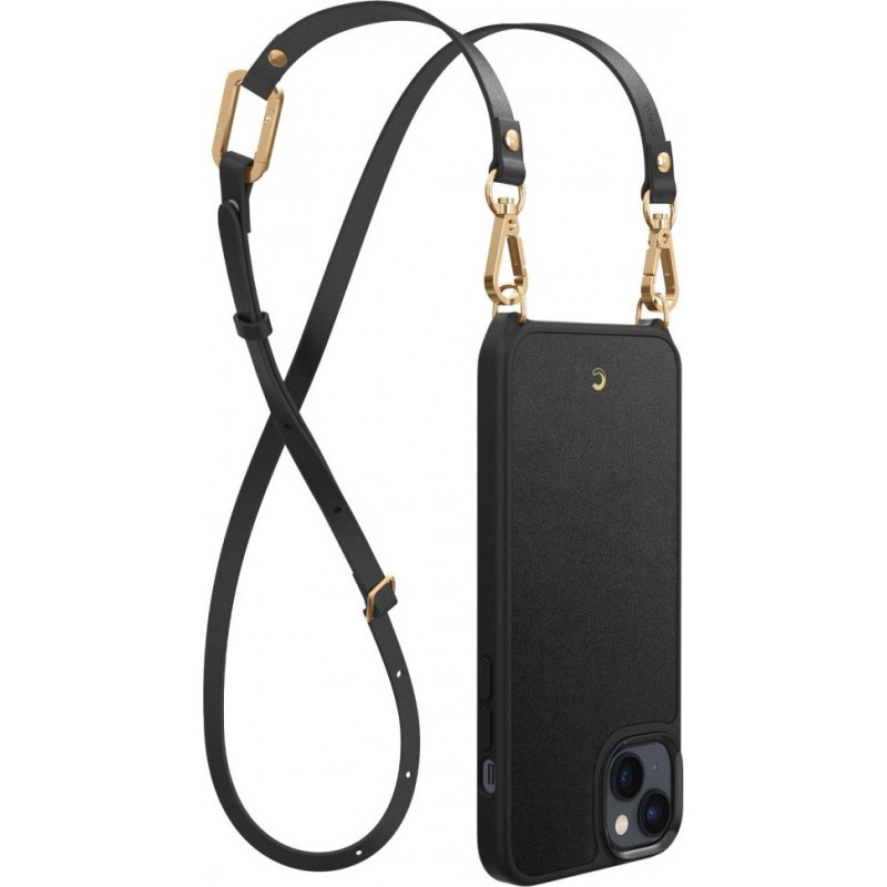Funda MagSafe Spigen Cyrill Classic Charm Mag (ACS04948) con correa para Apple iPhone 14 Plus / 15 Plus, negra