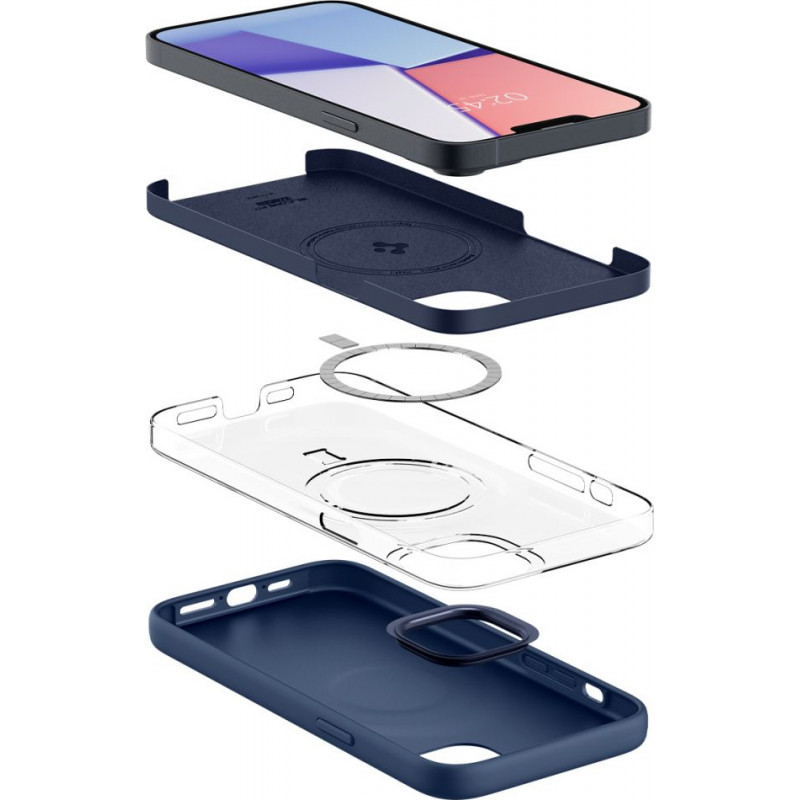 Funda MagSafe Spigen Silicone Fit Mag (ACS04921) para Apple iPhone 14 Plus / 15 Plus, azul marino