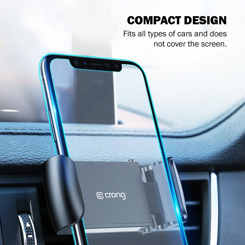 Soporte universal para coche Crong para teléfonos de 4 - 6.5 pulgadas, negro