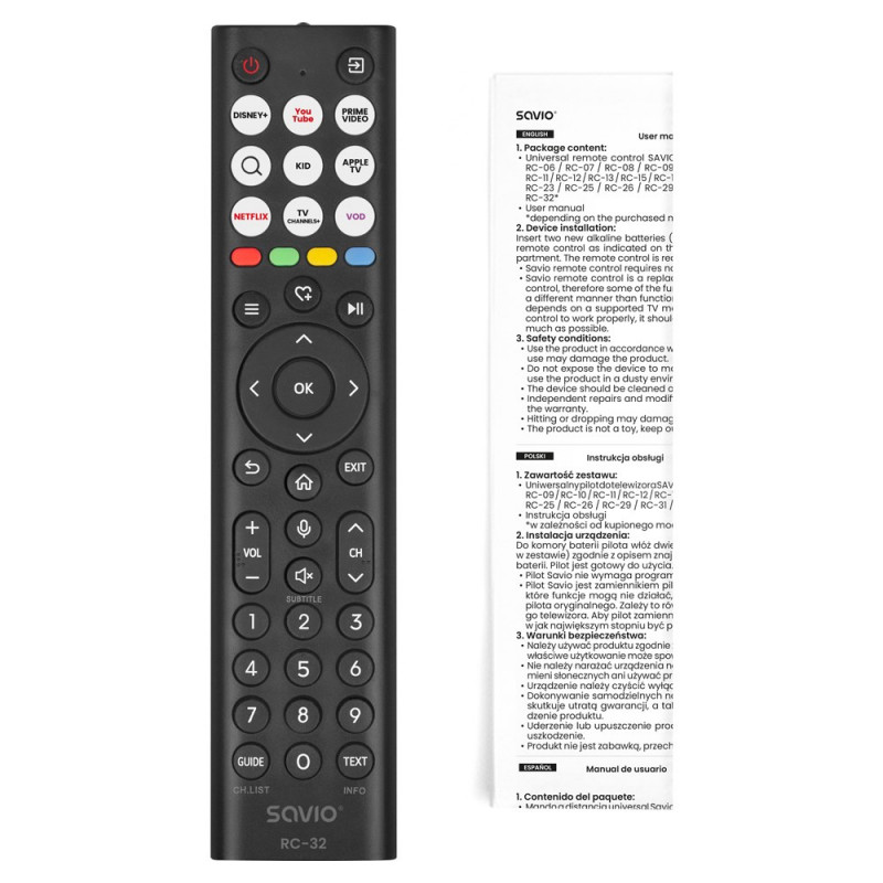 Mando a distancia universal de sustitución Savio RC-32 para TV Hisense