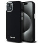 Funda rígida DKNY Apple iPhone 15 Liquid Silicone Small Metal Logo MagSafe, negra