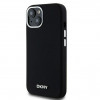 Funda rígida DKNY Apple iPhone 15 Liquid Silicone Small Metal Logo MagSafe, negra