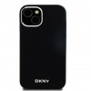 Funda rígida DKNY Apple iPhone 15 Liquid Silicone Small Metal Logo MagSafe, negra