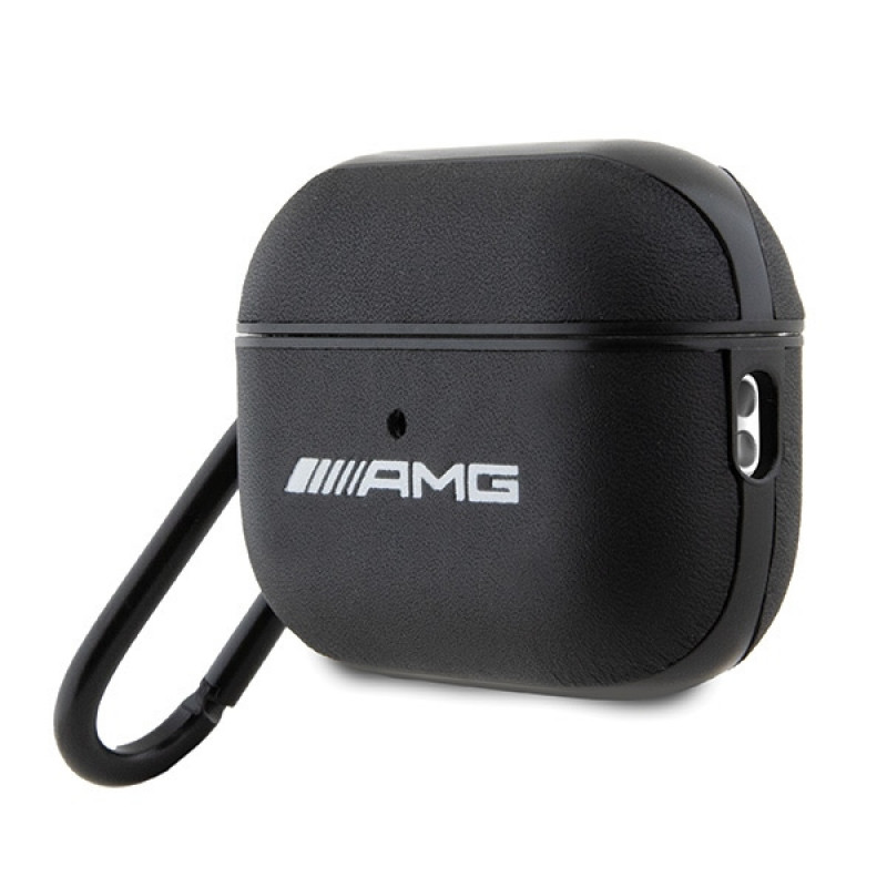Funda Mercedes-AMG AMAP2SLWK Leather Big Logo para Apple AirPods Pro 2 (2022/2023), negra, logo blanco