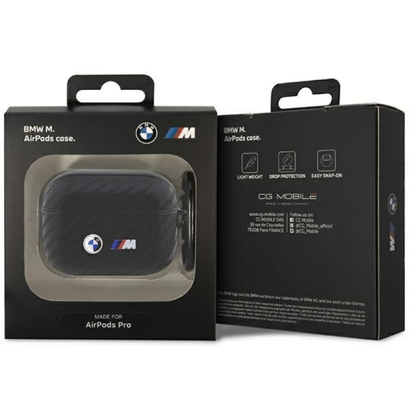 Funda BMW BMAPWMPUCA2 Carbon Double Metal Logo para Apple AirPods Pro, negra